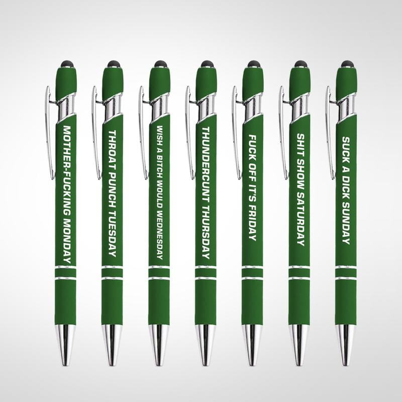 🔥💝Funny Stress-Relief Daily Quotes Metal Ballpoint Pen Set (7 Pcs) | 🎁Office Christmas Gift Exchange