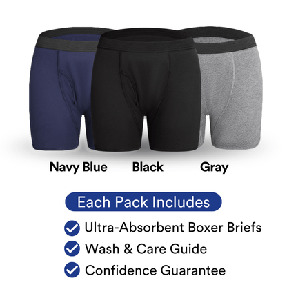 Tiktrove Men’s Ultra‑Absorbent Incontinence Boxer Briefs Set of 3