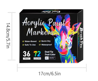 Dual Tip Acrylic Paint Pen Marker - 24/48/72/120 Colors