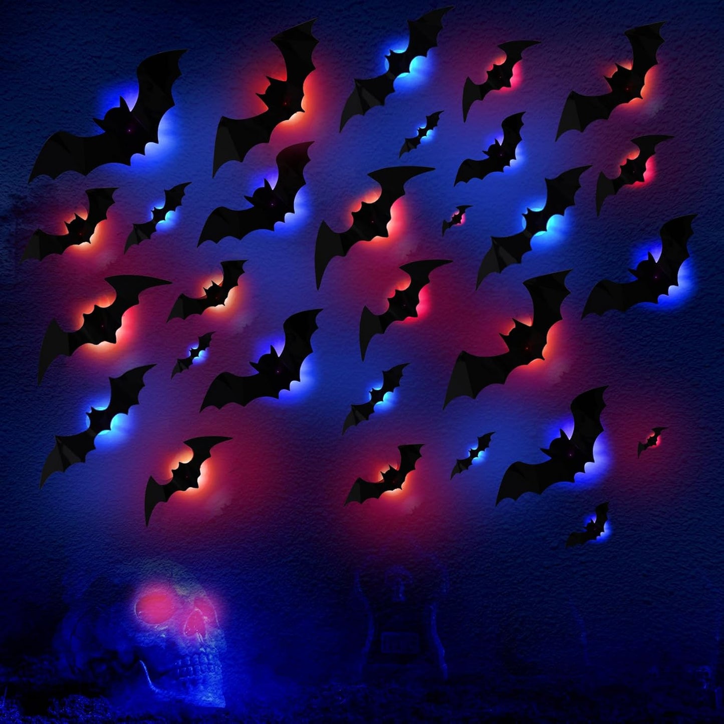 🎁3D Bat Design LED Decoration（1 Set 12 Pcs）