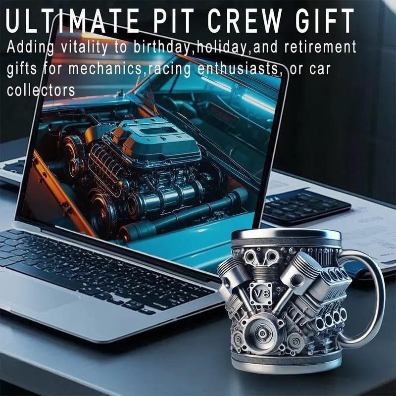 Stainless Steel Mug - V8 Engine Design