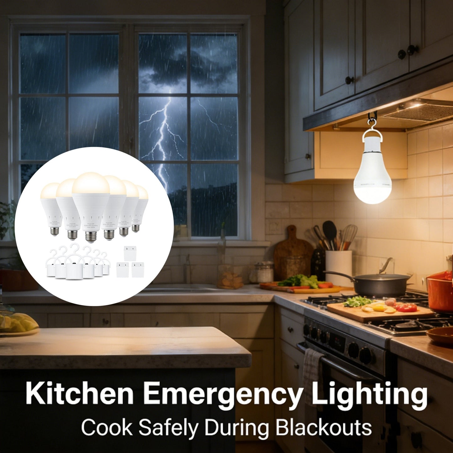 🎁🔥3-Pack Rechargeable Emergency Light Bulbs 💡