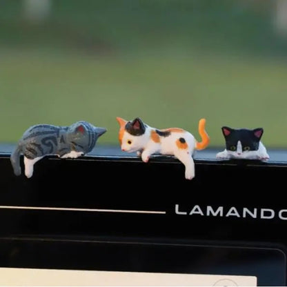 ⏰🔥 Hand-Painted Mini Cat Desk Figurines 😺 Set of 5 Cute Cartoon Kitty Companions
