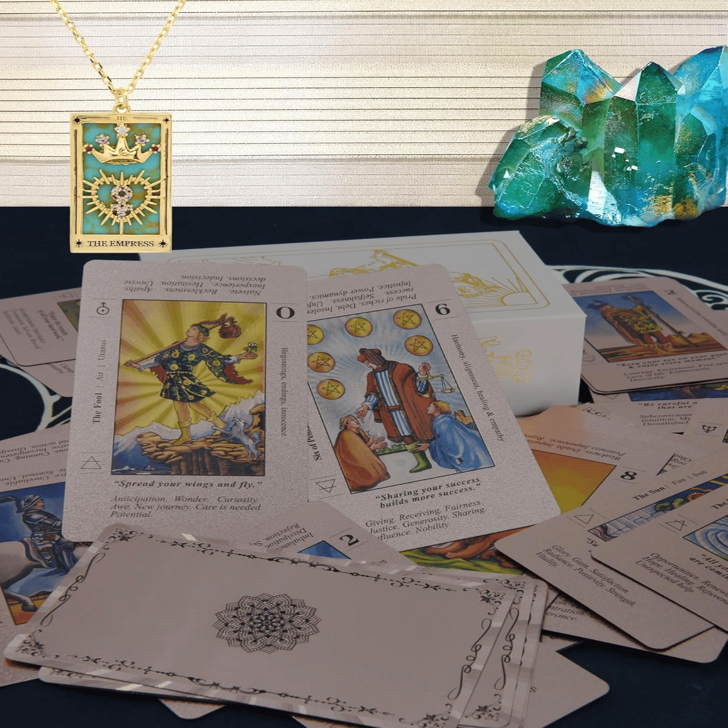 Witchy Cauldron Rose Gold Tarot Cards with Guide Book Includes Chakras Planets Zodiac Signs Elements & Affirmations