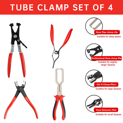 🔧 4-Piece Hose Clamp Pliers Set – Professional Automotive Repair Tools