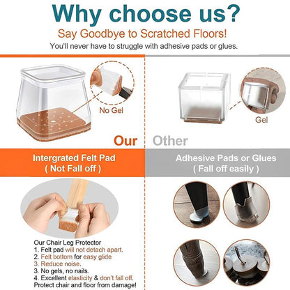 Square Chair Leg Protectors for Hardwood Floor Fits All Shape Chair Mat for Wood and Tile Floors.