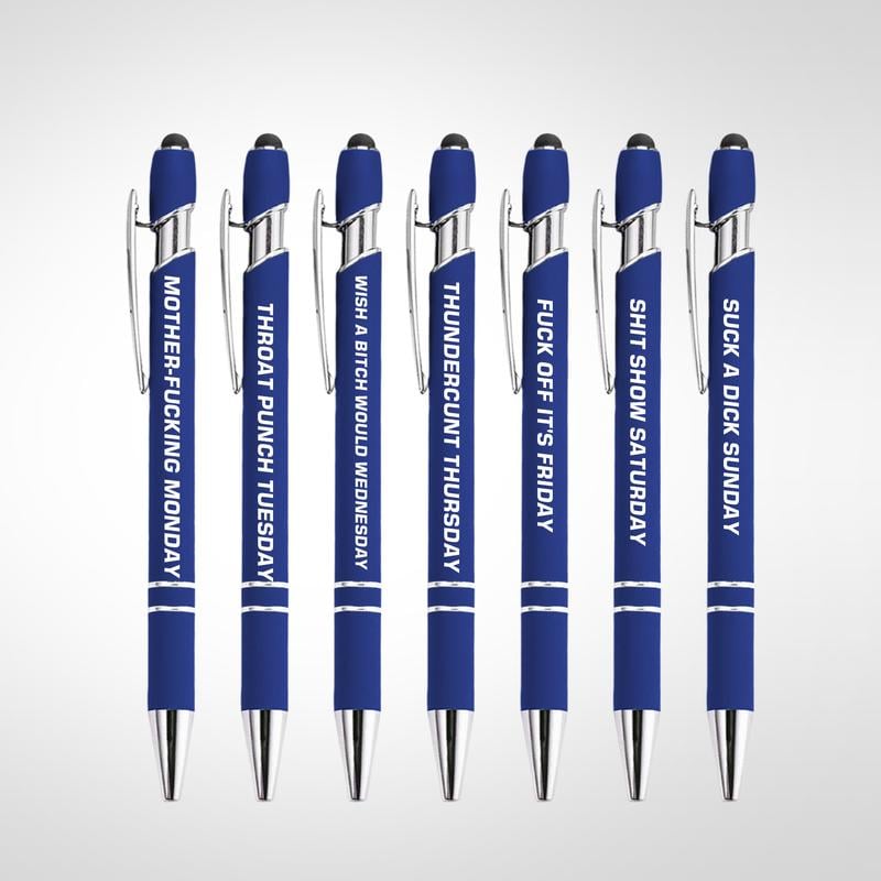 🔥💝Funny Stress-Relief Daily Quotes Metal Ballpoint Pen Set (7 Pcs) | 🎁Office Christmas Gift Exchange