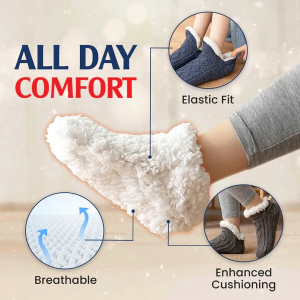 TIKTROVE - Fleece-Lined Non-Slip Thermal Slippers Socks