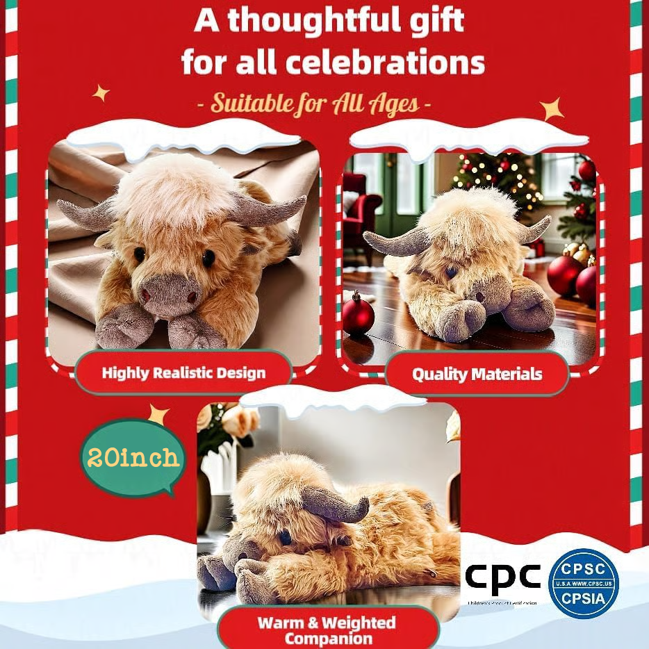🎁Cute Cartoon Highland Cow Cuddly Toy