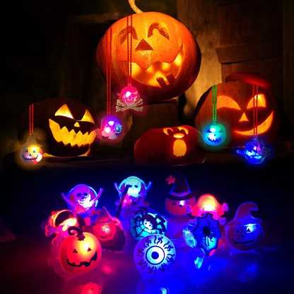 🔥 Halloween 50Pcs LED glowing ring(Featuring 18 creepy-cute shapes)