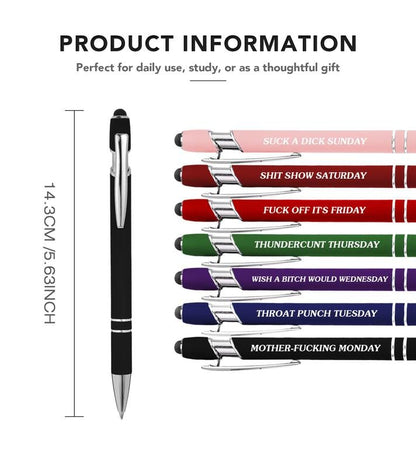 🔥💝Funny Stress-Relief Daily Quotes Metal Ballpoint Pen Set (7 Pcs) | 🎁Office Christmas Gift Exchange