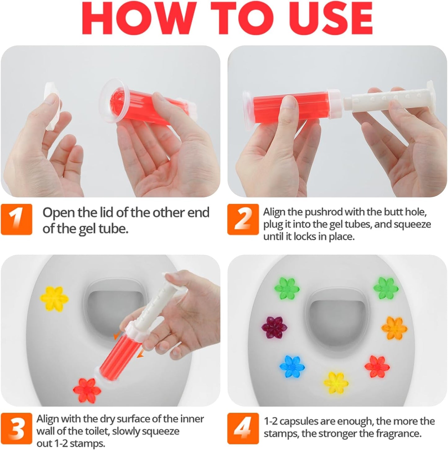 🔥🚽84 Flowers Toilet Cleaner Gel Stamp      1 set contains 6 pack (84 flowers)