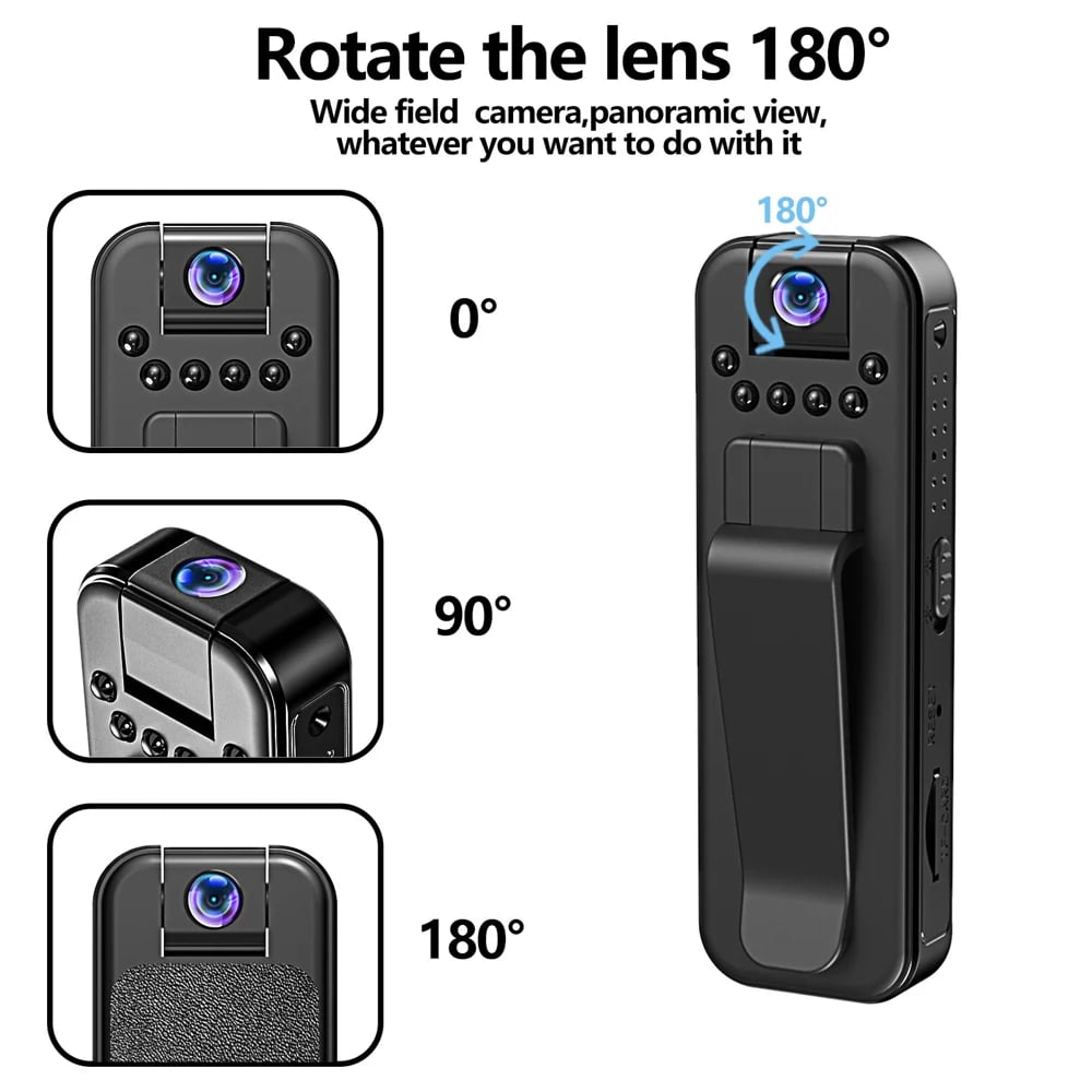 🏆🔥HD 1080P Rechargeable Mini Body Camera With Night Vison&Rotating Lens📷️