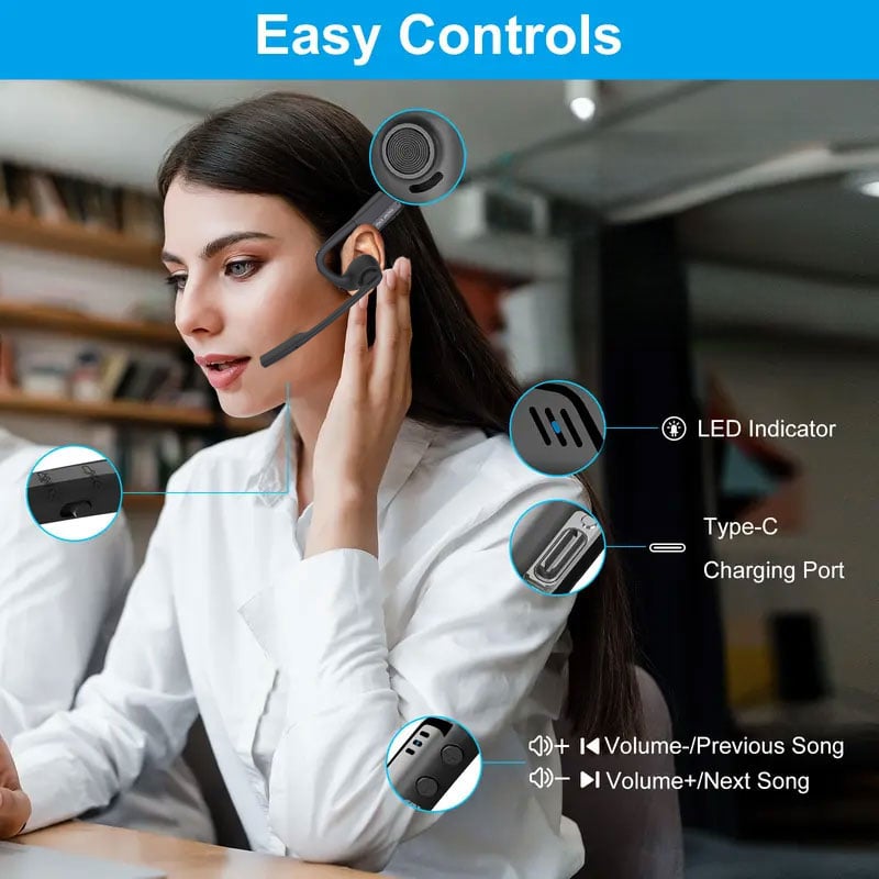 🔥 Open Air Conduction Wireless Bluetooth Headset with Microphone