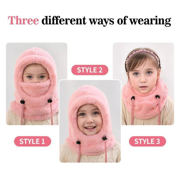 🎉 Neck Warmer Hat🎉Windproof Thermal Kids Full Face Mask with Detachable Hood
