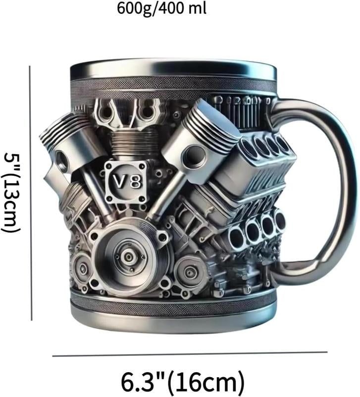 Stainless Steel Mug - V8 Engine Design