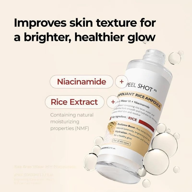 Peel Shot Glow Rice Ampoule Duo - Serums for Brightening, Exfoliating, and Moisturizing