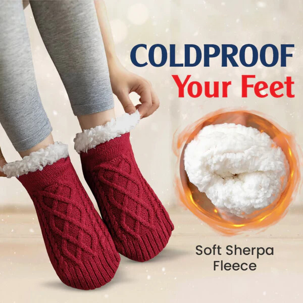 TIKTROVE - Fleece-Lined Non-Slip Thermal Slippers Socks