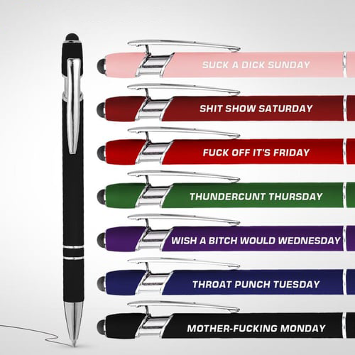🔥💝Funny Stress-Relief Daily Quotes Metal Ballpoint Pen Set (7 Pcs) | 🎁Office Christmas Gift Exchange
