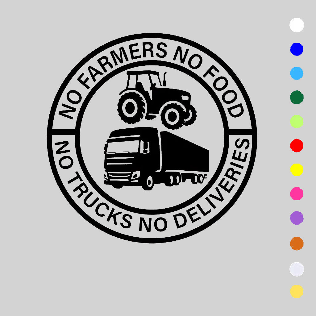 🔥No Farmers No Food No Trucks No Deliveries Vinyl Sticker – 140mm Decal(2 pcs)