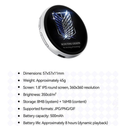 Digital Badge Photo Video GIF Display Screen Pins Pixel Touchscreen Lightweight 500mAh