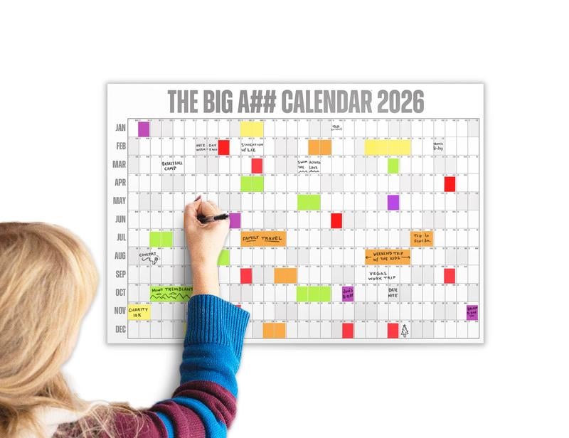 🔥 📅The Big A## 2026 Wall Calendar - Flexible Dry-Erase Material ✍️Design Your Amazing Year!🏃