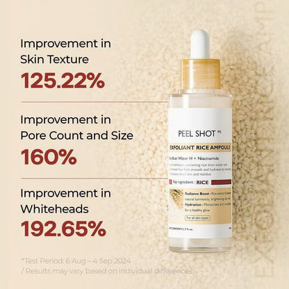 Peel Shot Glow Rice Ampoule Duo - Serums for Brightening, Exfoliating, and Moisturizing