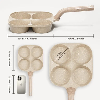 🔥Non-stick Egg Frying Pan, 4 Holes Skillet With Handle