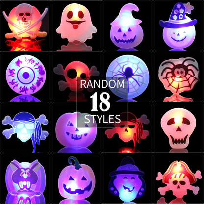 🔥 Halloween 50Pcs LED glowing ring(Featuring 18 creepy-cute shapes)