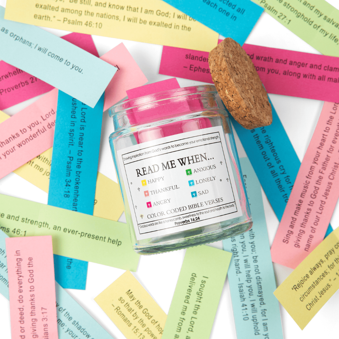 Handmade 90 Day Bible Verses Jar (Comes With Christian Gift Box)