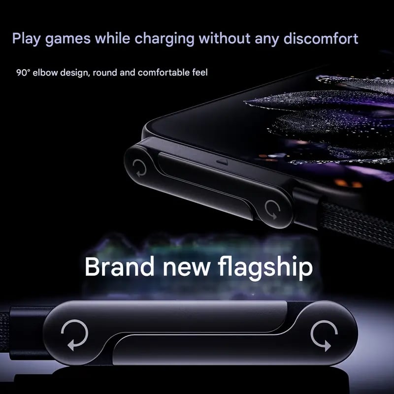 🔥📱240W Braided Fast Charge Cable With Built-in Phone Stand