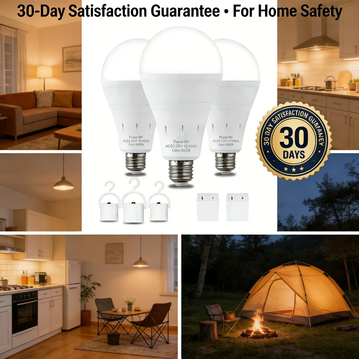 🎁🔥3-Pack Rechargeable Emergency Light Bulbs 💡