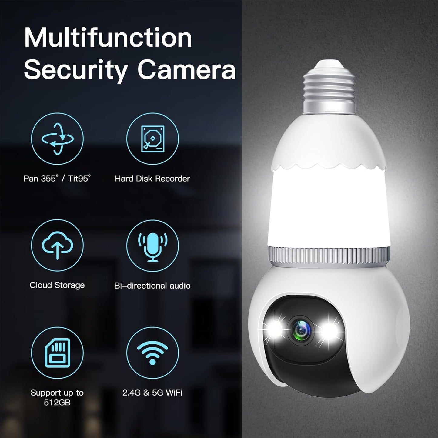 4MP Light Bulb Security Camera 5G