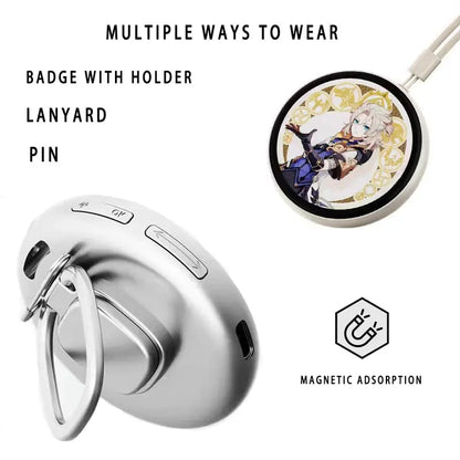 Digital Badge Photo Video GIF Display Screen Pins Pixel Touchscreen Lightweight 500mAh