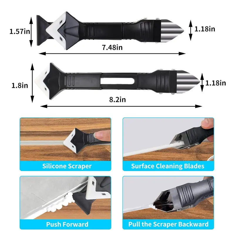 11Pcs Silicone Caulking Tools 3 in1 Grout Removal Tool