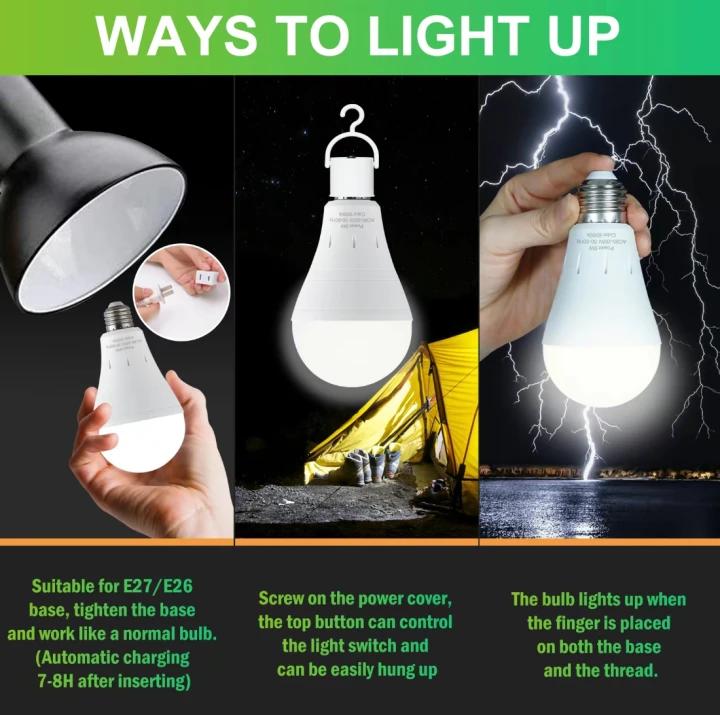 🎁🔥3-Pack Rechargeable Emergency Light Bulbs 💡