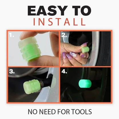 16PCS Glow-in-the-Dark Car Tire Valve Cap Set