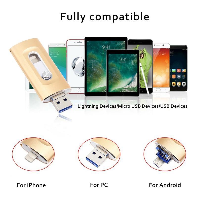 3 in 1 Flash Drive, Portable High Speed USB 3.0 Memory Storage