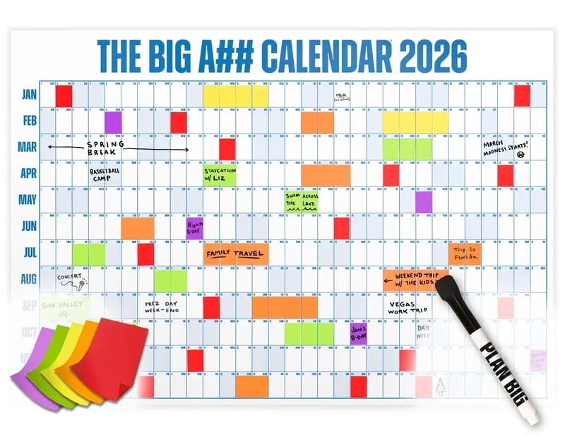 🔥 📅The Big A## 2026 Wall Calendar - Flexible Dry-Erase Material ✍️Design Your Amazing Year!🏃