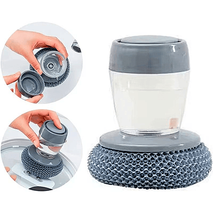 🧽 Comfort Grip Soap Dispensing Kitchen Scrub