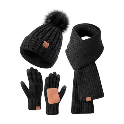 Winter Beanie Hat Scarf  🧣 Touchscreen Gloves Set for Women Men, Warm Accessories Perfect 3 PCS Birthday Gift🎁