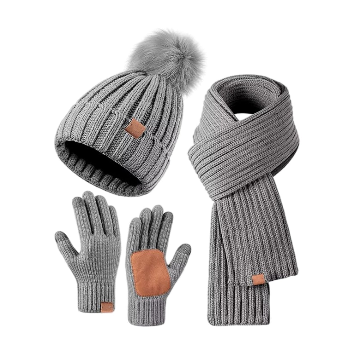 Winter Beanie Hat Scarf  🧣 Touchscreen Gloves Set for Women Men, Warm Accessories Perfect 3 PCS Birthday Gift🎁