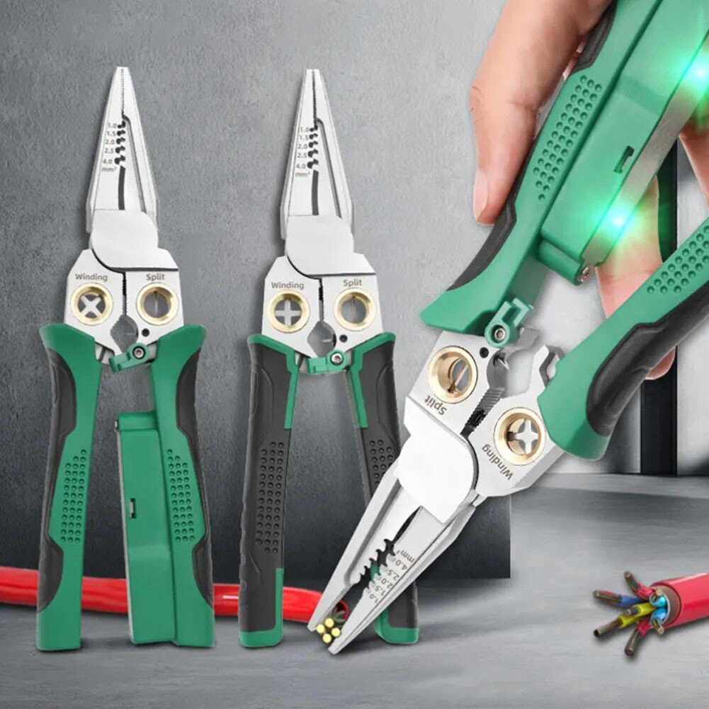 8 in 1 Wire Stripper Twister for Cutting and Pulling Wires Cable Scissors,Voltage Tester Pliers