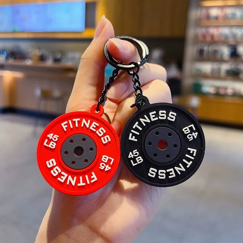 Creative Mini Gym Barbell Plate Keychain
