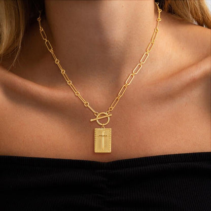 ✝️ Cross Pendant Paperclip Chain Necklace