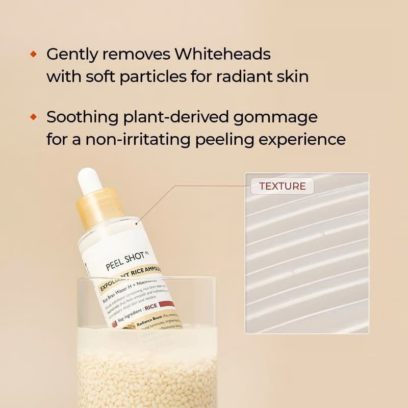 Peel Shot Glow Rice Ampoule Duo - Serums for Brightening, Exfoliating, and Moisturizing