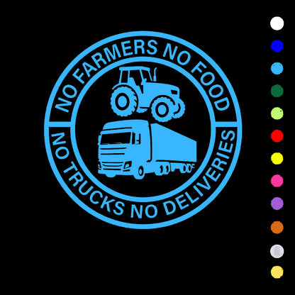 🔥No Farmers No Food No Trucks No Deliveries Vinyl Sticker – 140mm Decal(2 pcs)