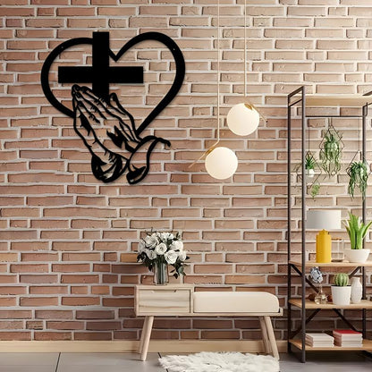 ✨Elegant Metal Christian Heart & Cross Wall Art