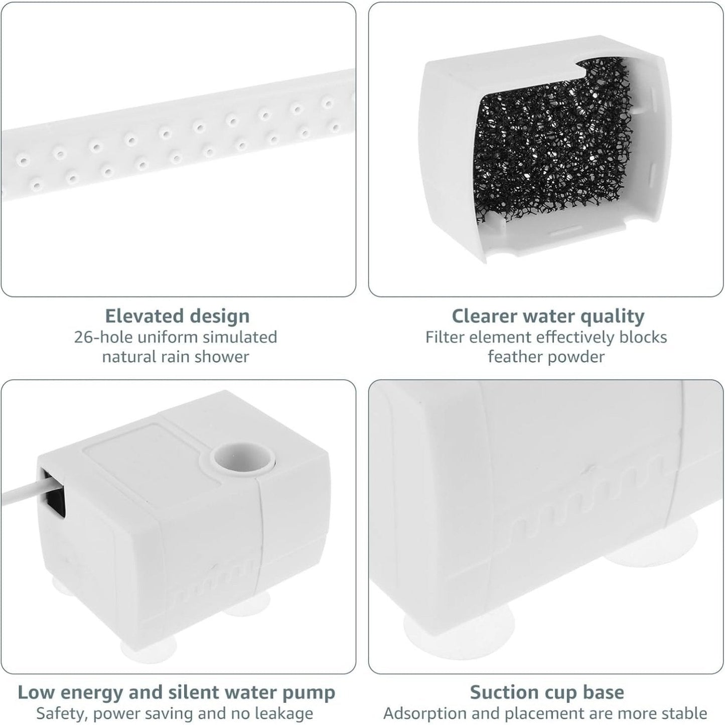 🔥 🦜💦Automatic ABS Bird Bath Shower, Parrot Bathtub with Circulating Faucet for Pet Bird
