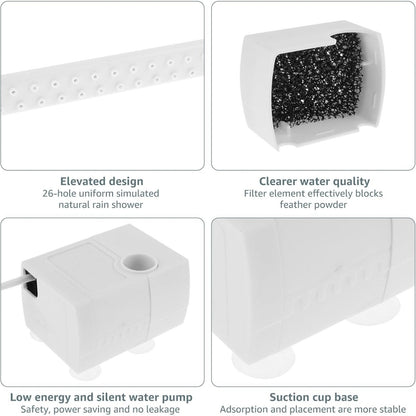 🔥 🦜💦Automatic ABS Bird Bath Shower, Parrot Bathtub with Circulating Faucet for Pet Bird